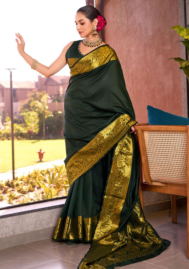 Green Zari Woven Silk Saree Set