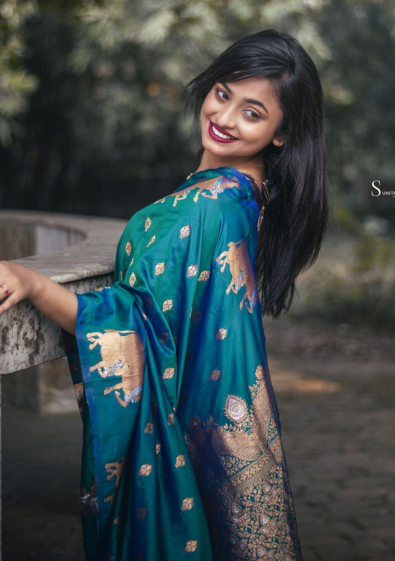 Green Zari Woven Silk Saree Set