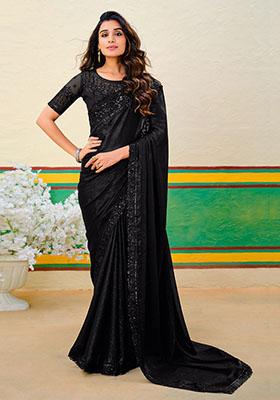 Black Zari Work Georgette Saree Set