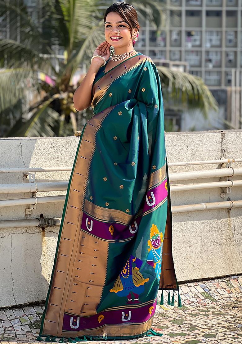 Green Zari Woven Silk Saree Set