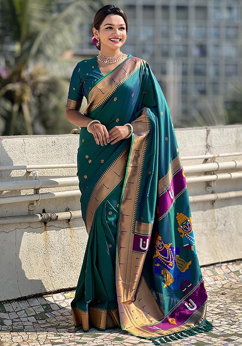 Green Zari Woven Silk Saree Set