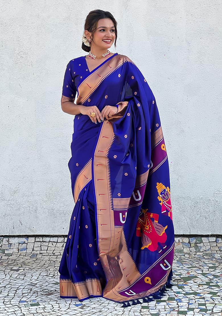 Lavender Zari Woven Silk Saree Set