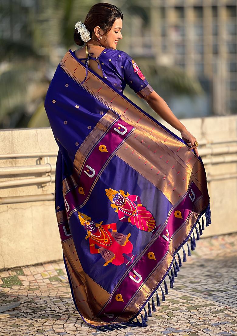 Lavender Zari Woven Silk Saree Set