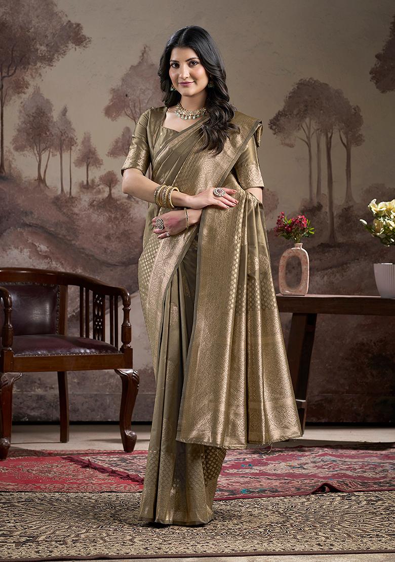 Green Zari Woven Art Silk Saree Set