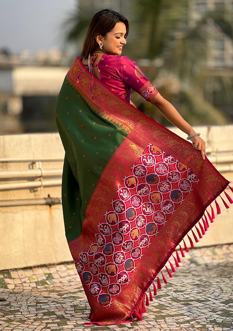 Green Zari Woven Tissue Saree Set