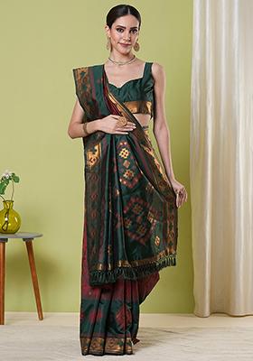 Maroon Weaving Silk Saree Set