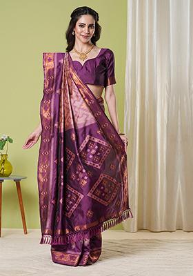 Wine Weaving Silk Saree Set