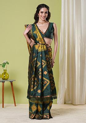 Mustard Weaving Silk Saree Set