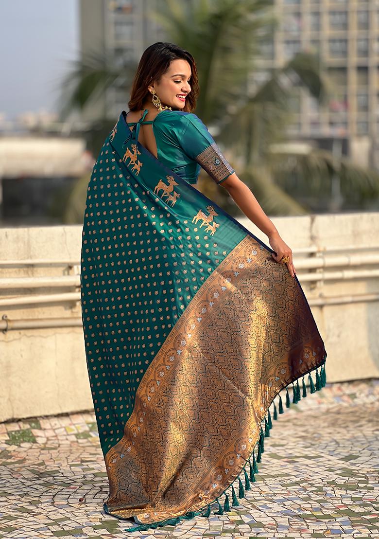 Green Zari Woven Silk Saree Set