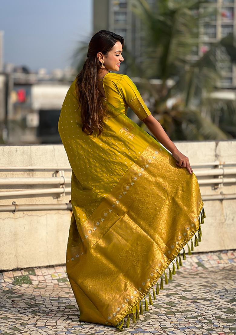 Green Zari Woven Silk Saree Set