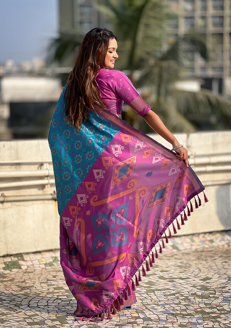 Blue Zari Woven Silk Saree Set