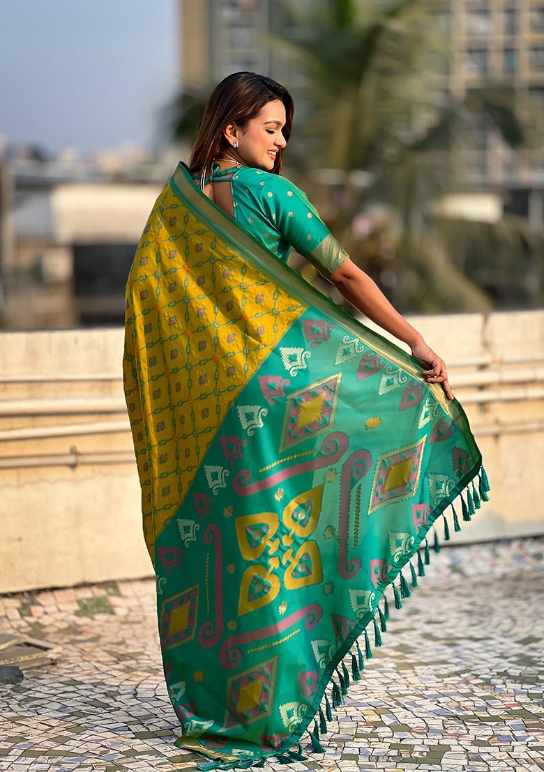 Green Zari Woven Silk Saree Set