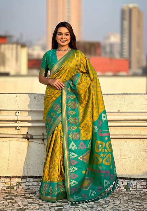Green Zari Woven Silk Saree Set