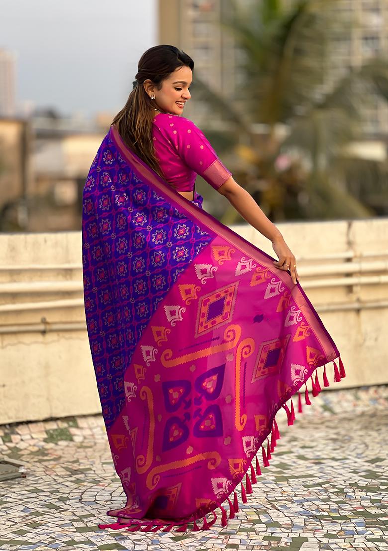 Blue Zari Woven Silk Saree Set