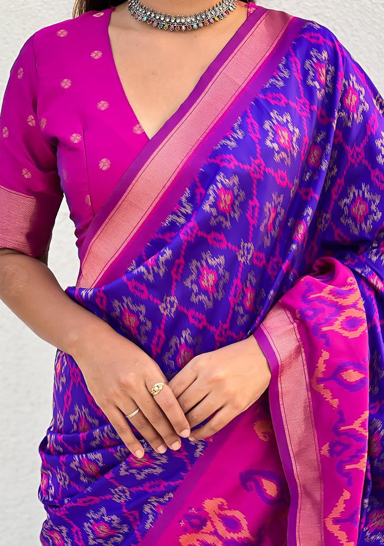Blue Zari Woven Silk Saree Set