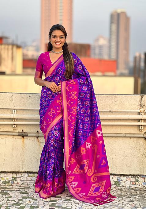 Blue Zari Woven Silk Saree Set