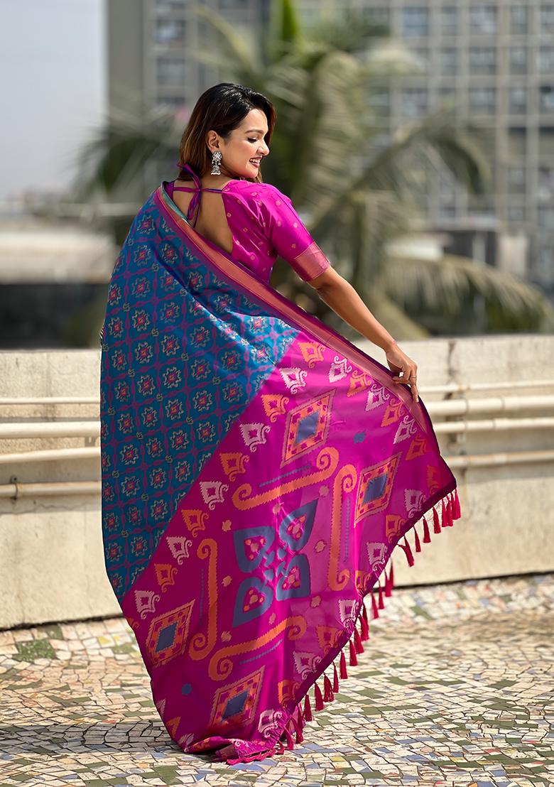 Blue Zari Woven Silk Saree Set