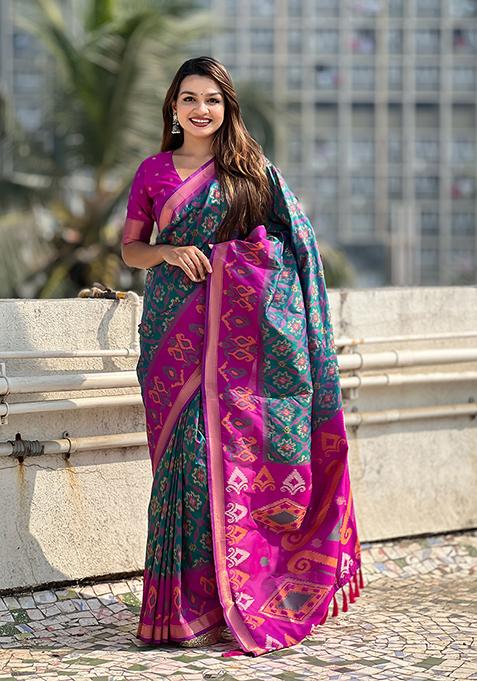 Green Zari Woven Silk Saree Set