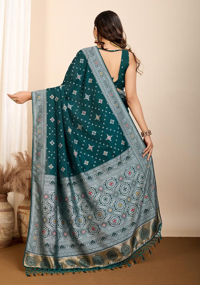 Green Zari Woven Silk Saree Set