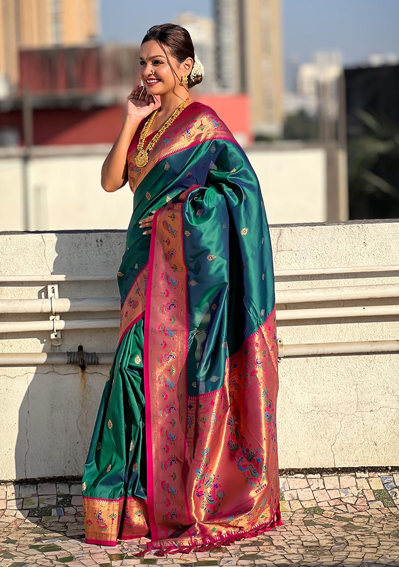 Blue Zari Woven Art Silk Saree Set