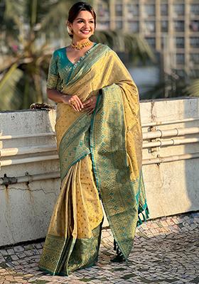 Green Zari Woven Silk Saree Set