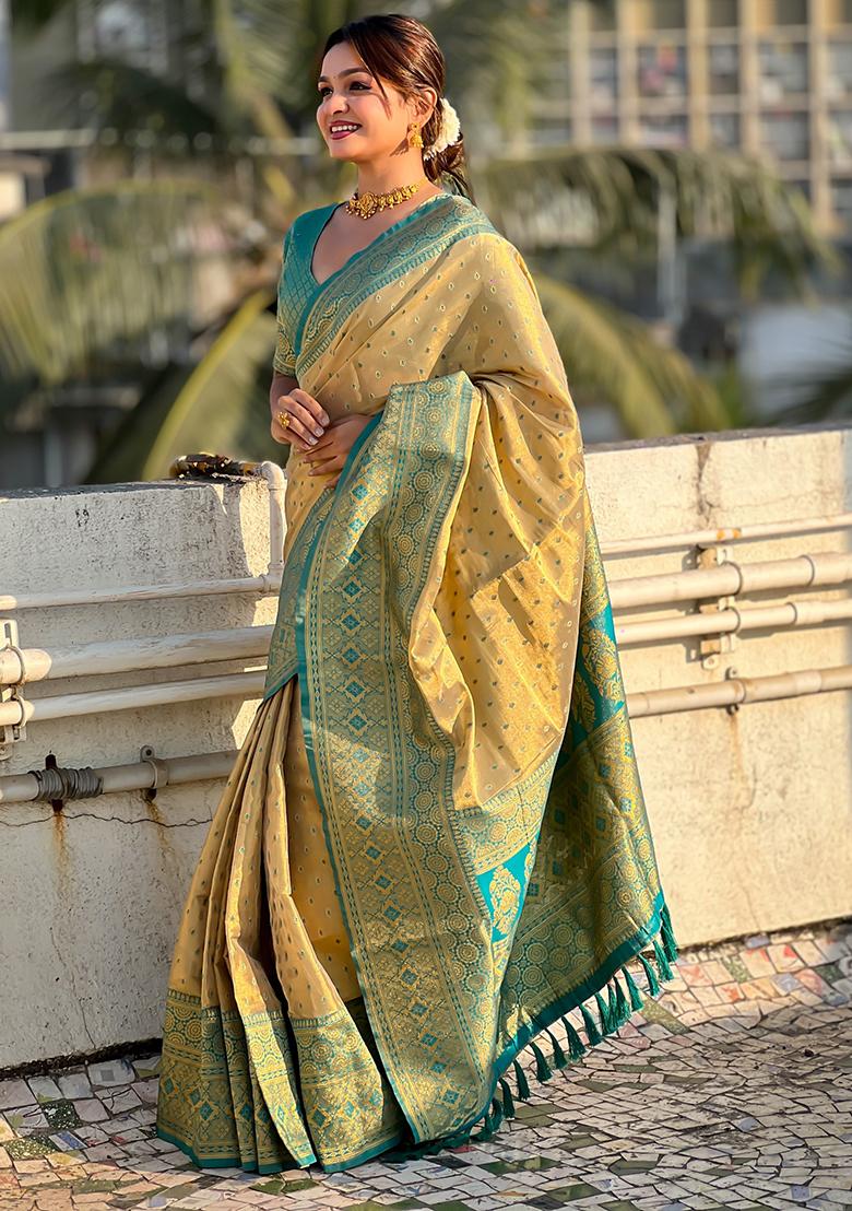 Green Zari Woven Silk Saree Set