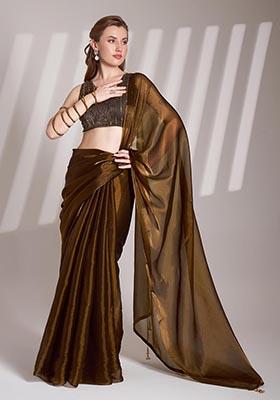 Golden Weaving Organza Saree Set