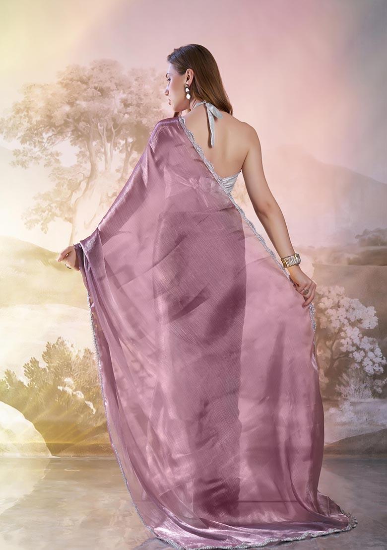 Lavender Weaving Organza Saree Set