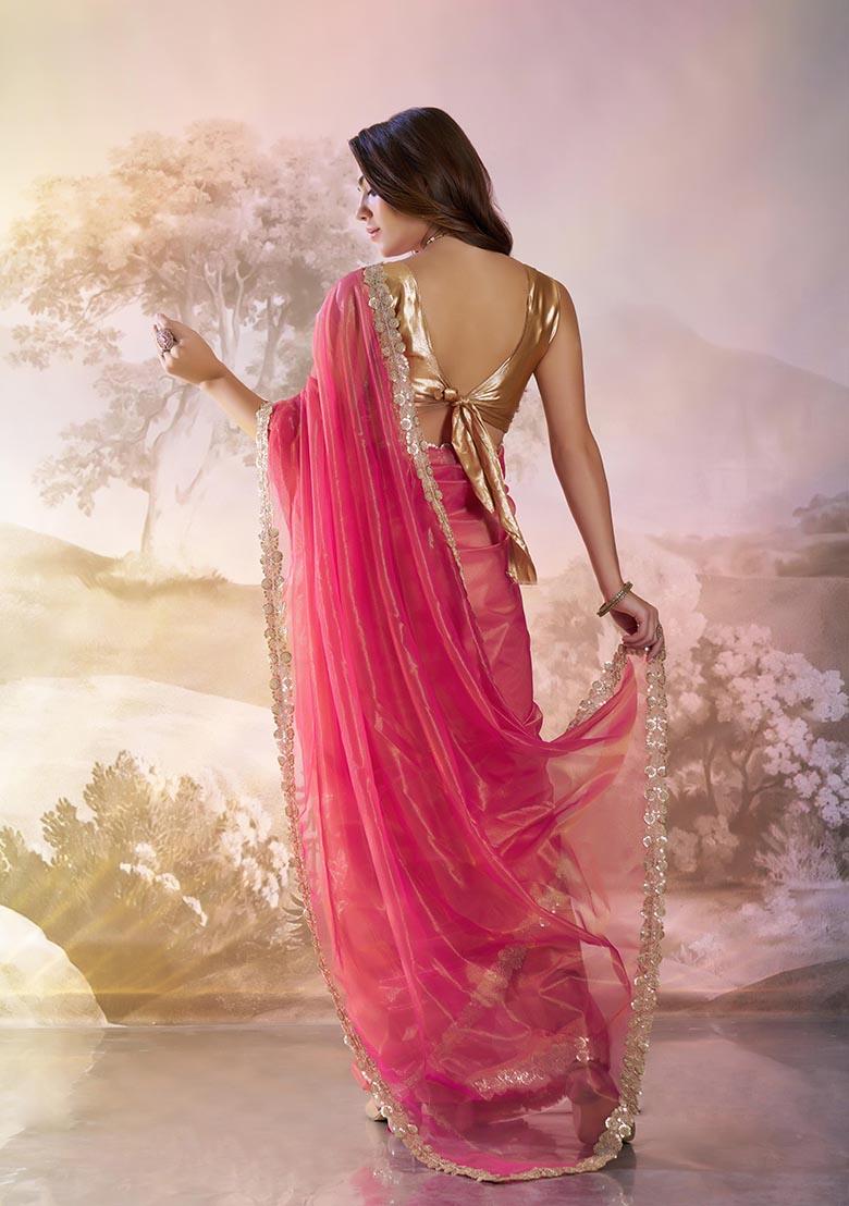 Red Weaving Net Saree Set