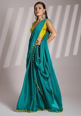Sea Green Weaving Chiffon Saree Set