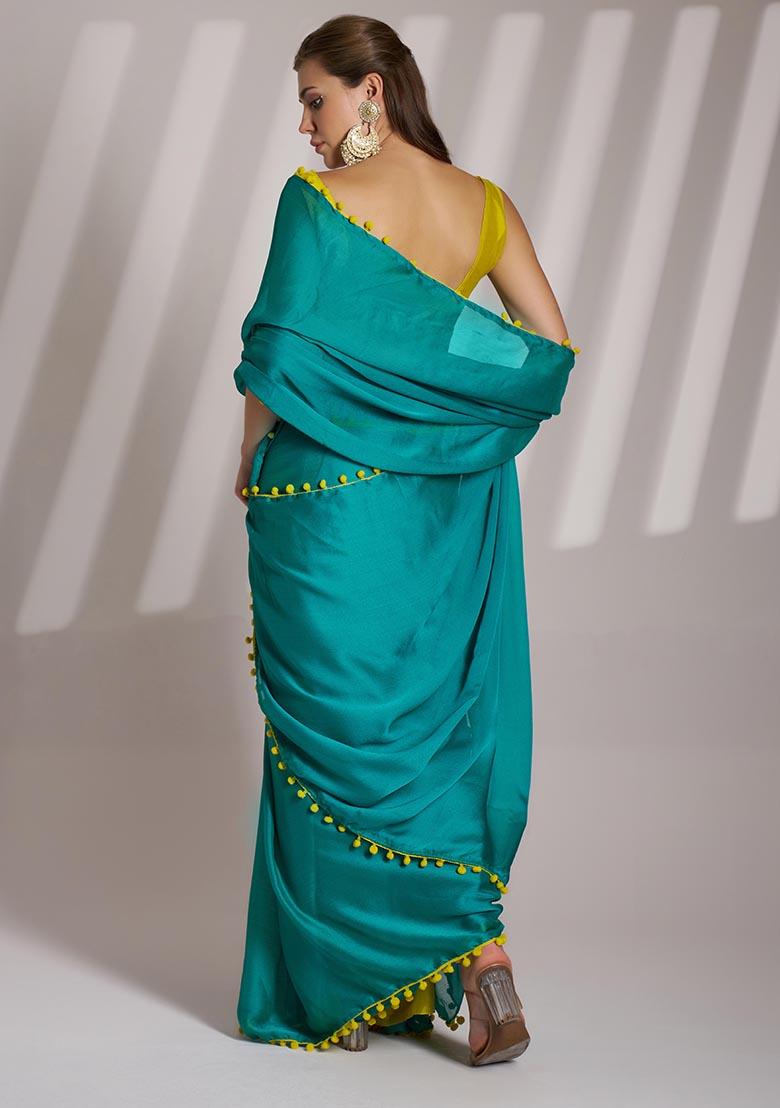Sea Green Weaving Chiffon Saree Set