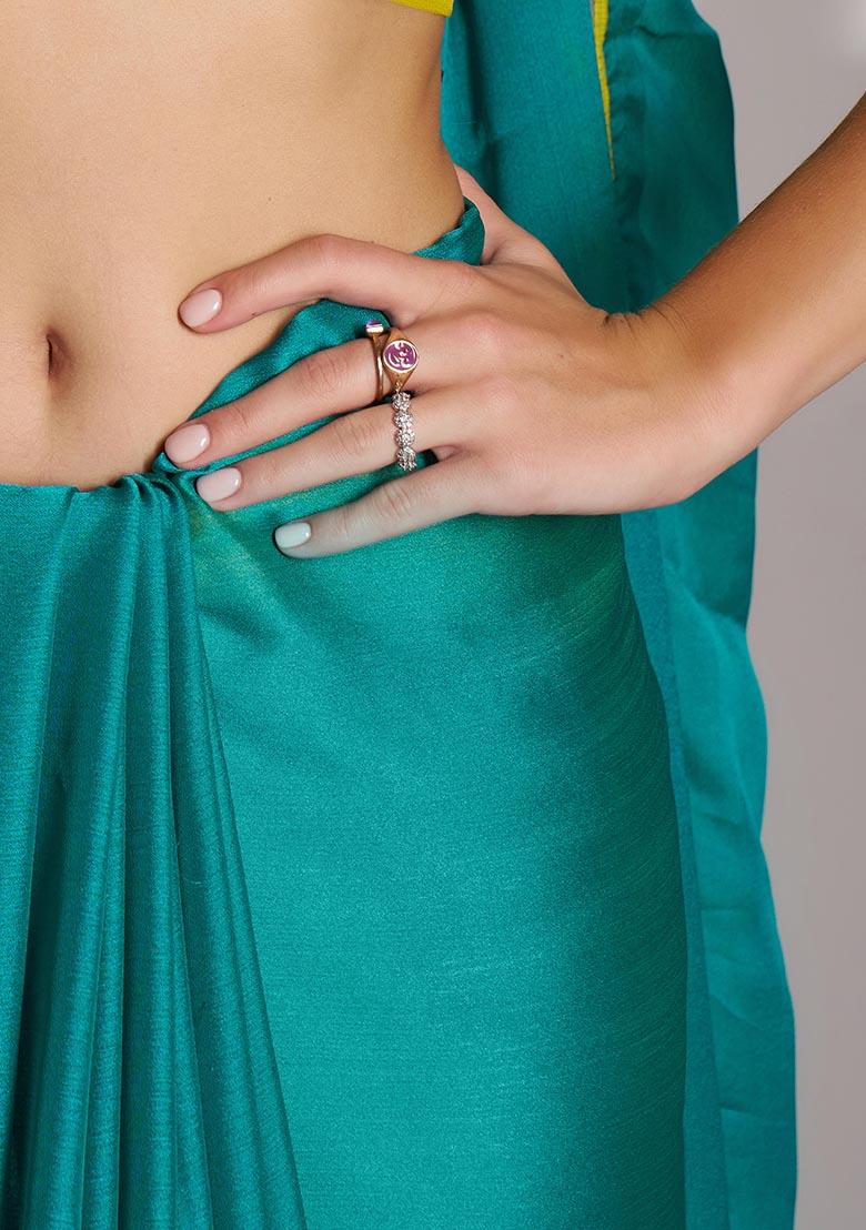 Sea Green Weaving Chiffon Saree Set