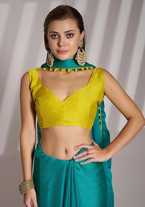 Sea Green Weaving Chiffon Saree Set