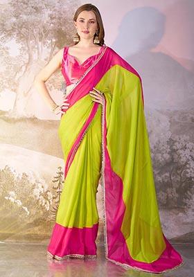 Green Weaving Chiffon Saree Set