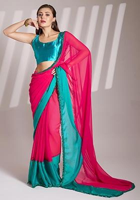 Red Weaving Georgette Saree Set