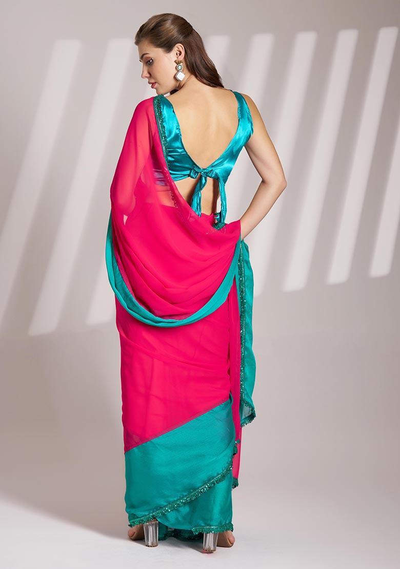 Red Weaving Georgette Saree Set