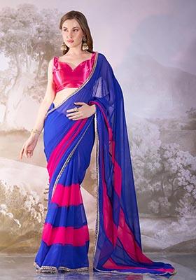 Pink Weaving Georgette Saree Set