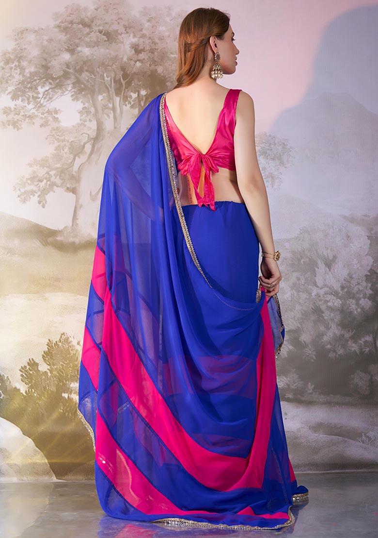 Pink Weaving Georgette Saree Set