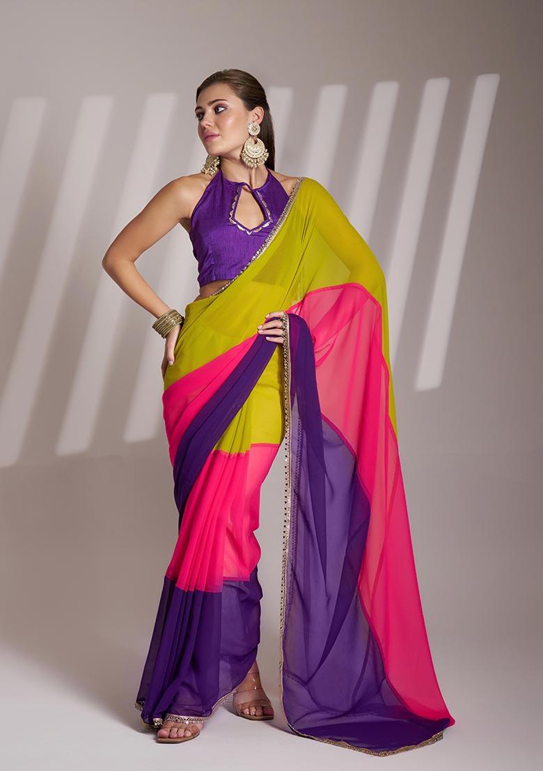 Multicolor Weaving Georgette Saree Set