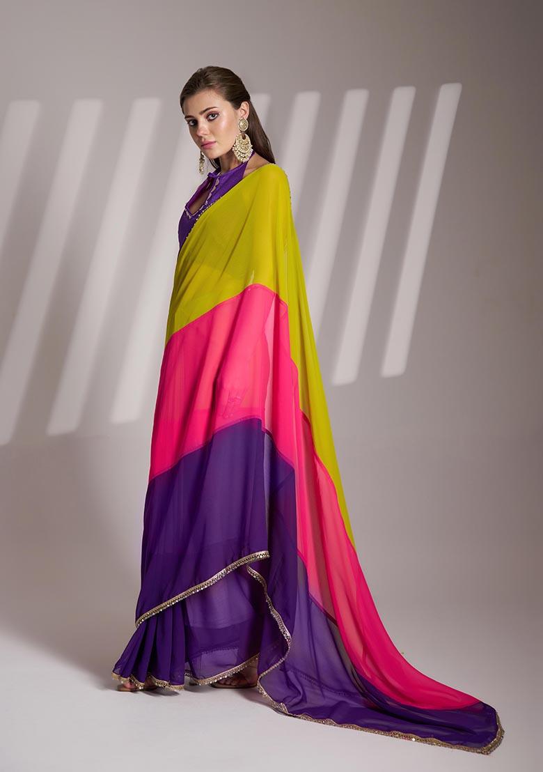 Multicolor Weaving Georgette Saree Set