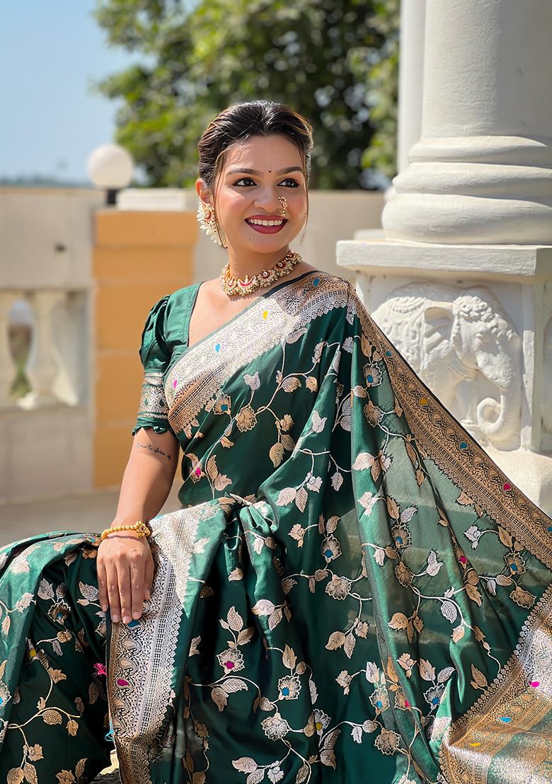 Green Zari Woven Silk Saree Set