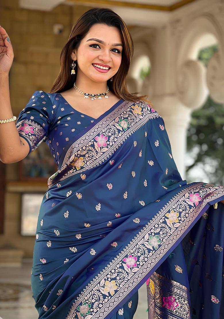 Morpeach Zari Woven Silk Saree Set