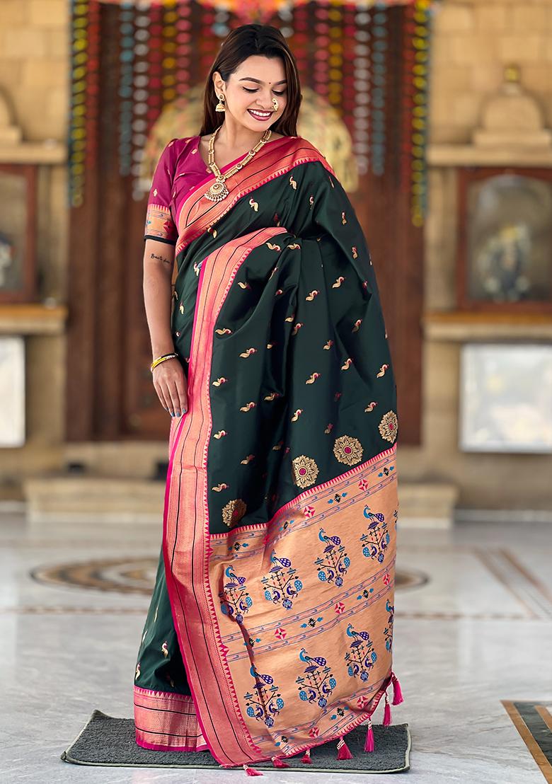 Green Zari Woven Silk Saree Set