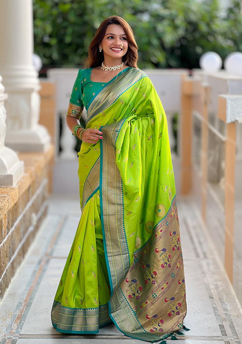Green Zari Woven Silk Saree Set