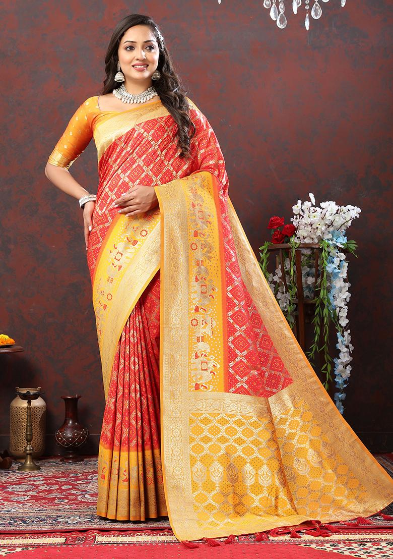 Wine Woven Kanjivaram Silk Saree Set