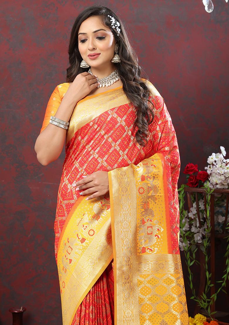 Wine Woven Kanjivaram Silk Saree Set