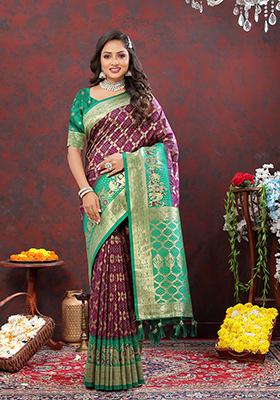 Royal Blue Woven Kanjivaram Silk Saree Set