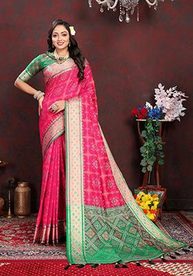 Pink Meenakari Patola Saree Set