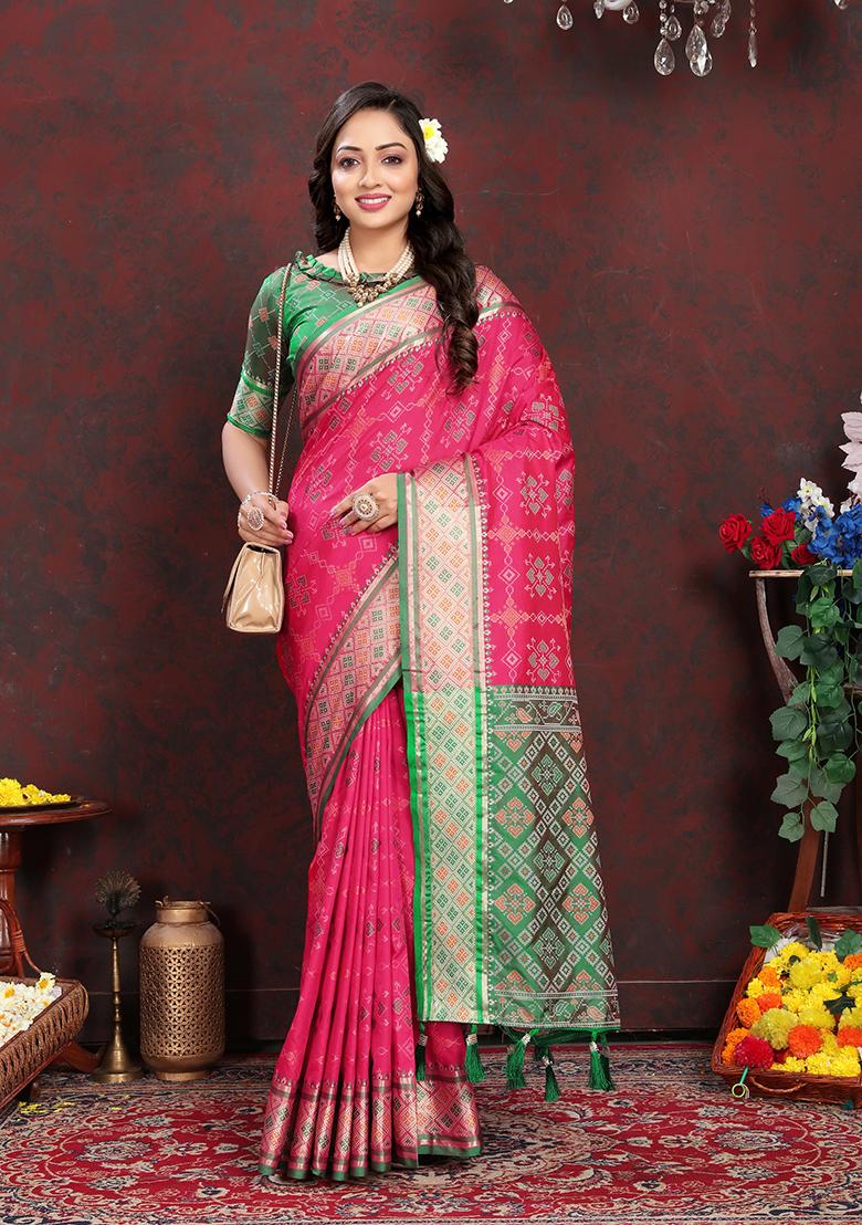 Pink Meenakari Patola Saree Set