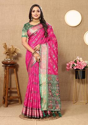 Pink Meenakari Patola Saree Set